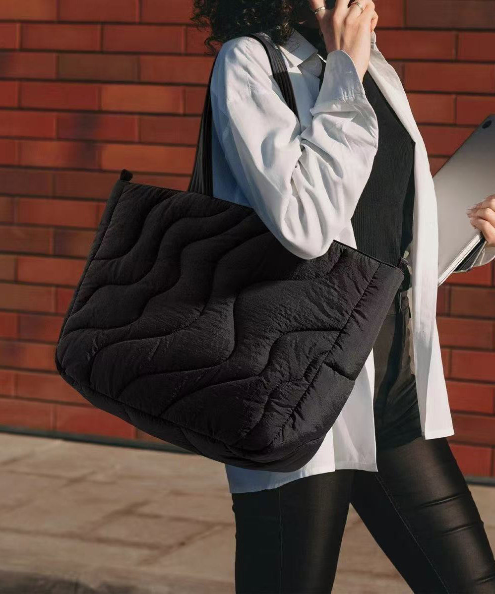 Boho White Solid Durable Large Capacity Nylon Satchel Handbag