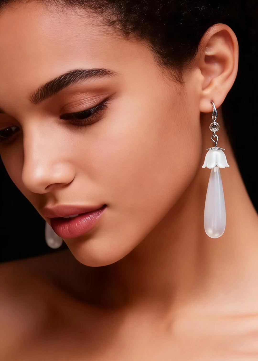 Boho White Water Droplet Pearl Drop Earrings