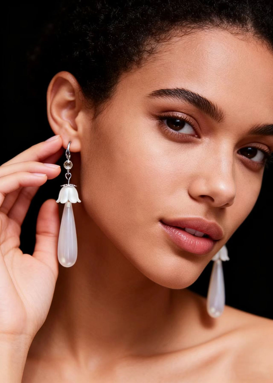 Boho White Water Droplet Pearl Drop Earrings