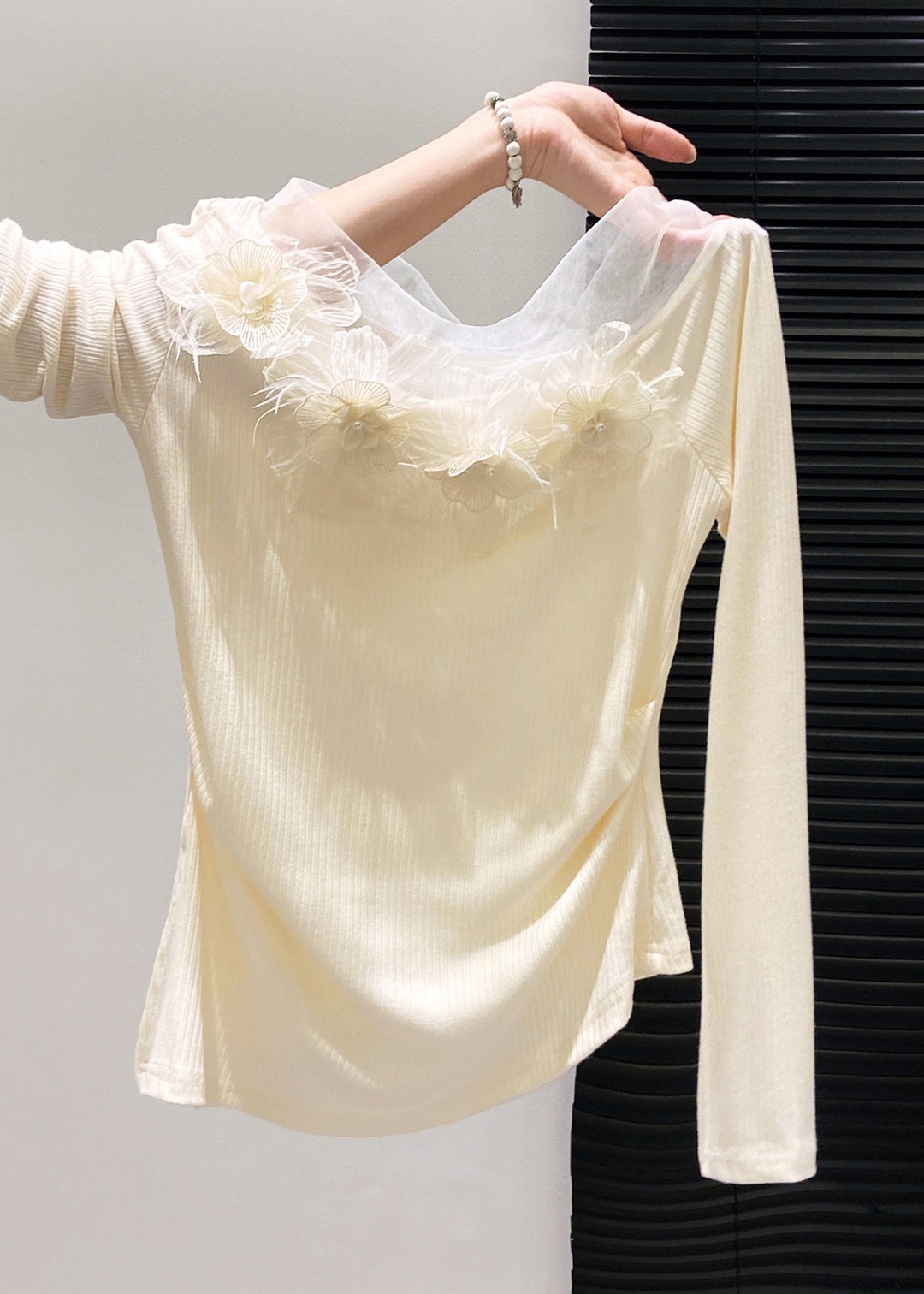 Boho Yellow Floral Decorated Side Open Cotton Tops Fall