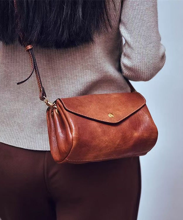 Botique Khaki Solid Durable Leather Cross-body Bag