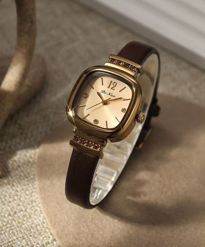 Boutique Alloy Patchwork Leather Quartz Movement Tempered Glass Watches - Omychic