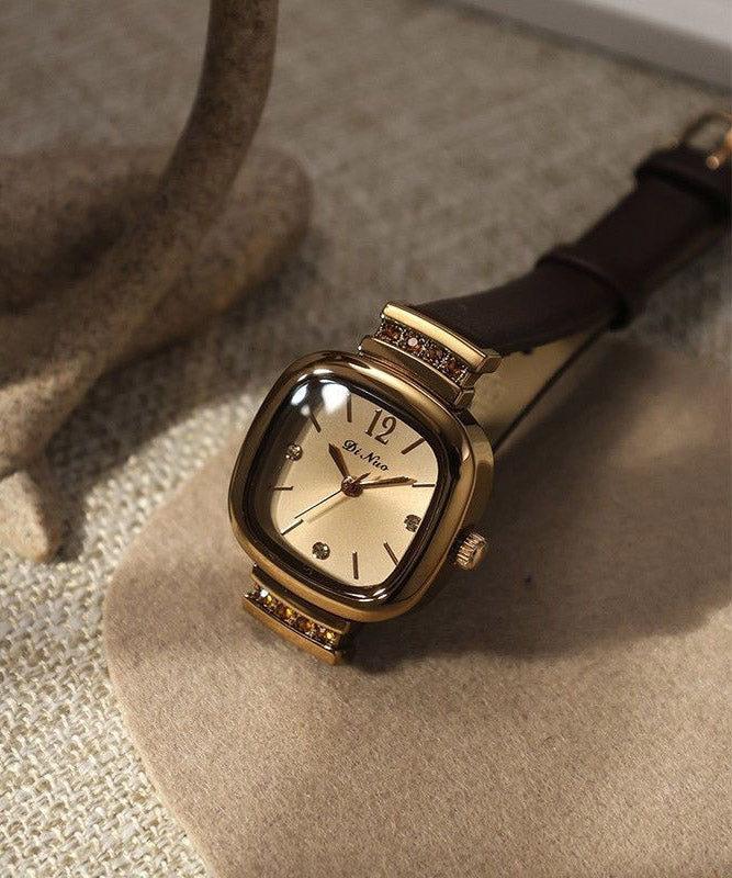 Boutique Alloy Patchwork Leather Quartz Movement Tempered Glass Watches - Omychic