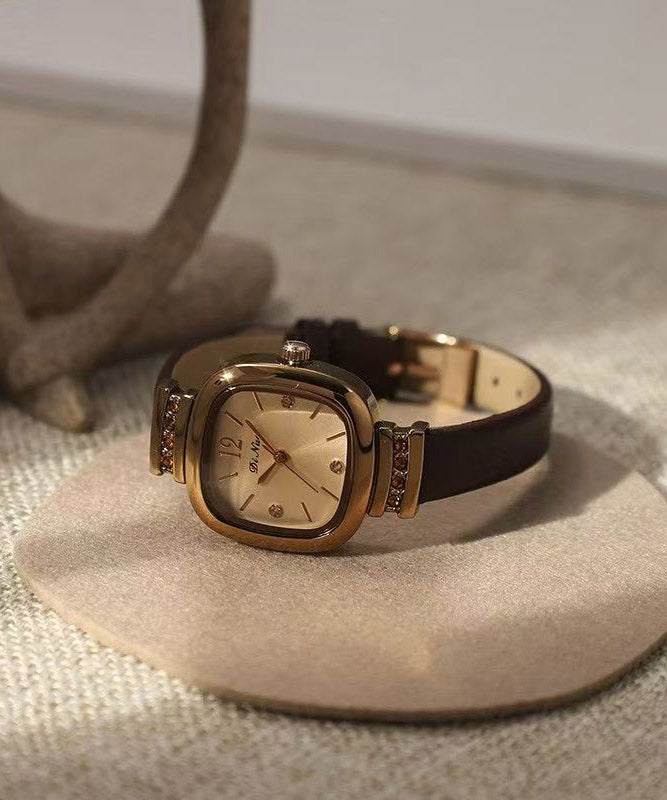 Boutique Alloy Patchwork Leather Quartz Movement Tempered Glass Watches - Omychic