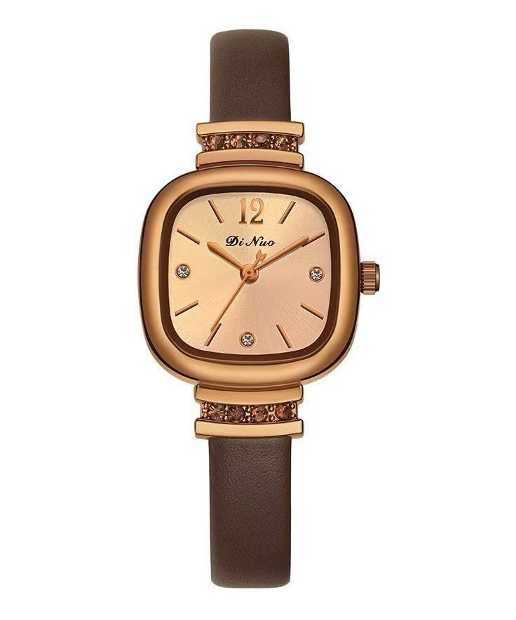Boutique Alloy Patchwork Leather Quartz Movement Tempered Glass Watches - Omychic
