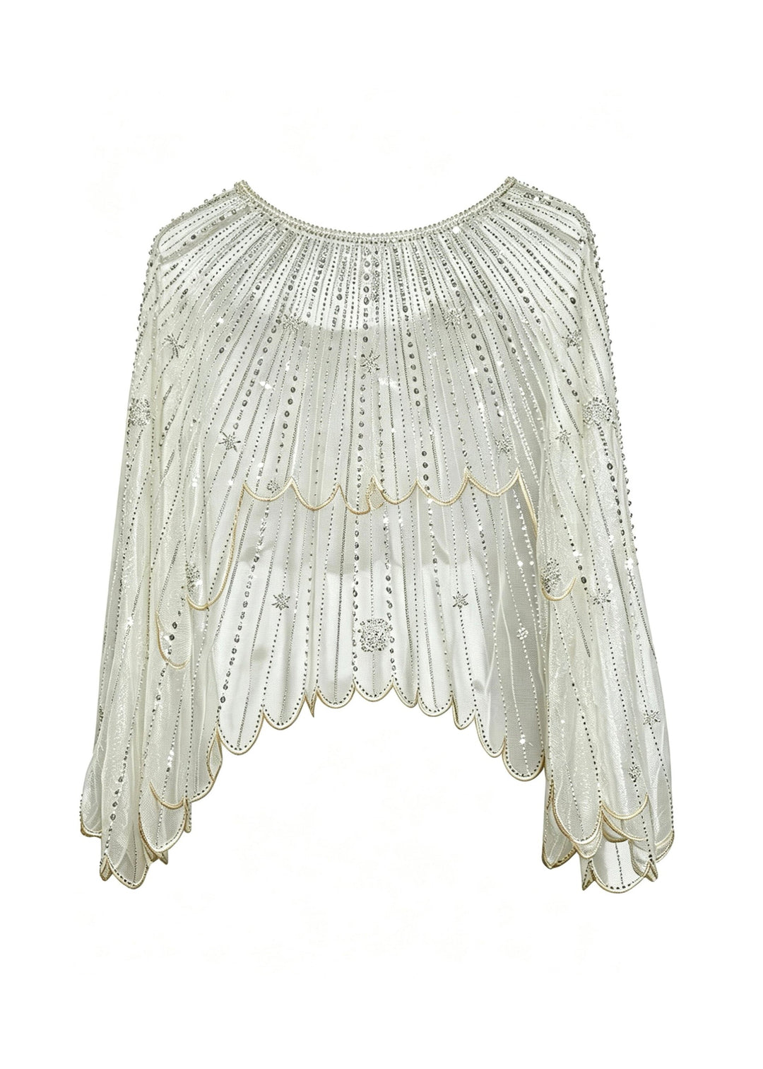Boutique Apricot Nail Bead Tulle Shawl Summer