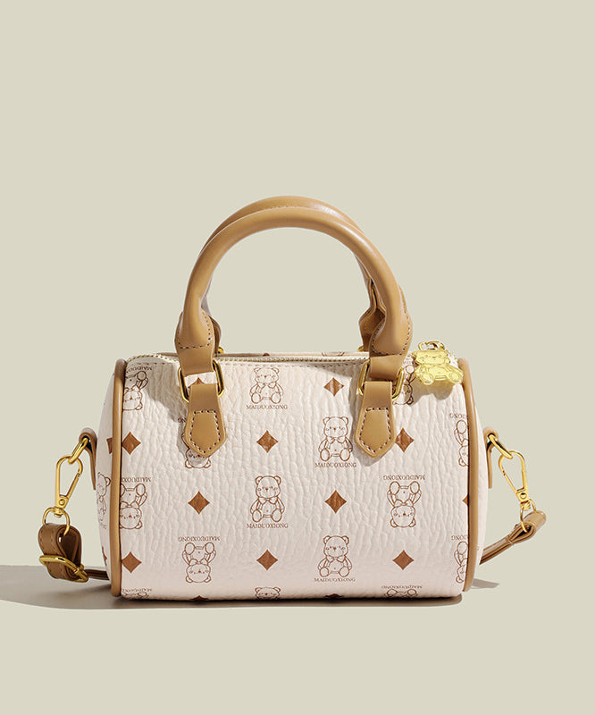 Boutique Bear Print Solid Durable Faux Leather Tote Handbag