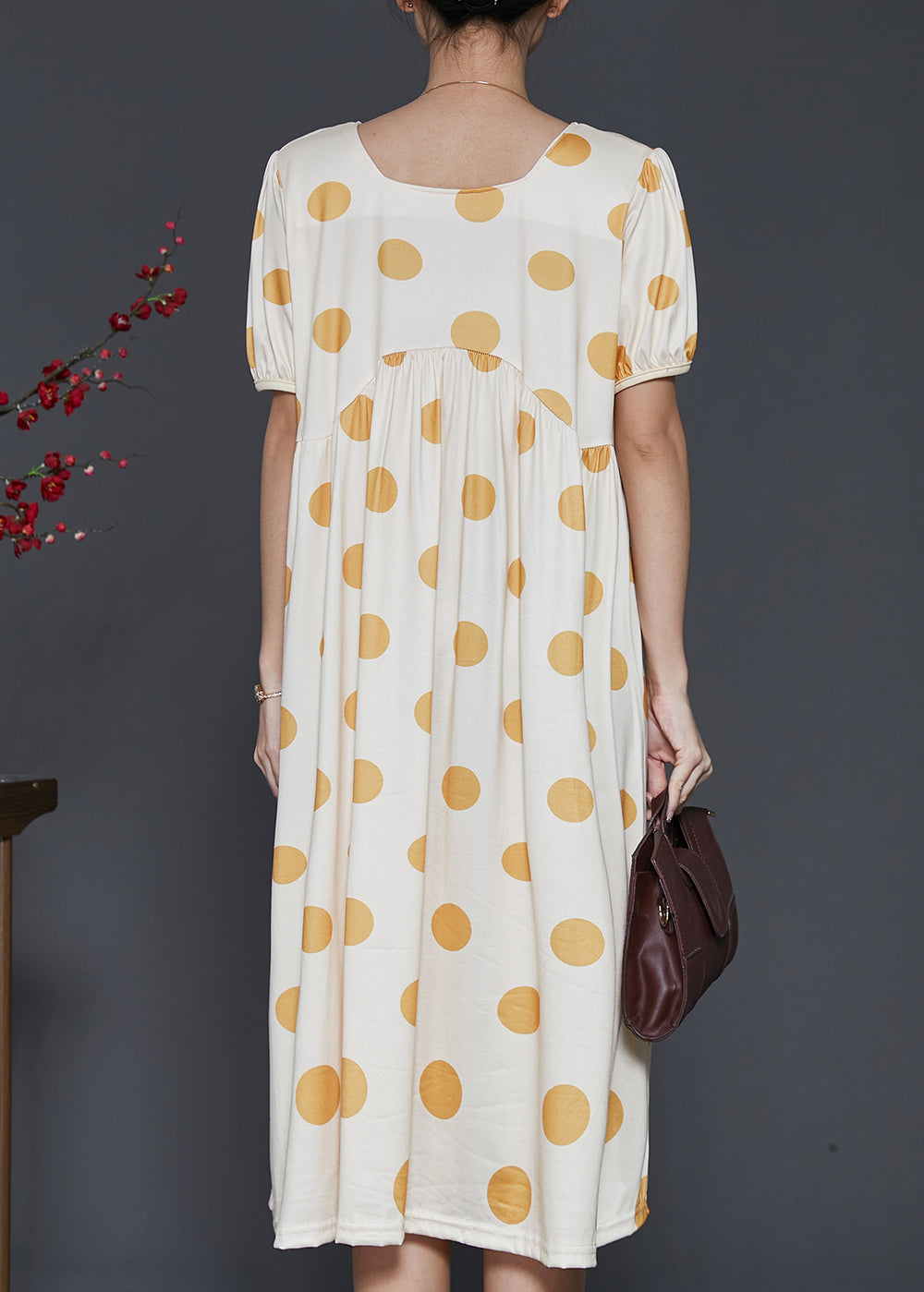 Boutique Beige Square Collar Print Cotton Long Dresses Summer