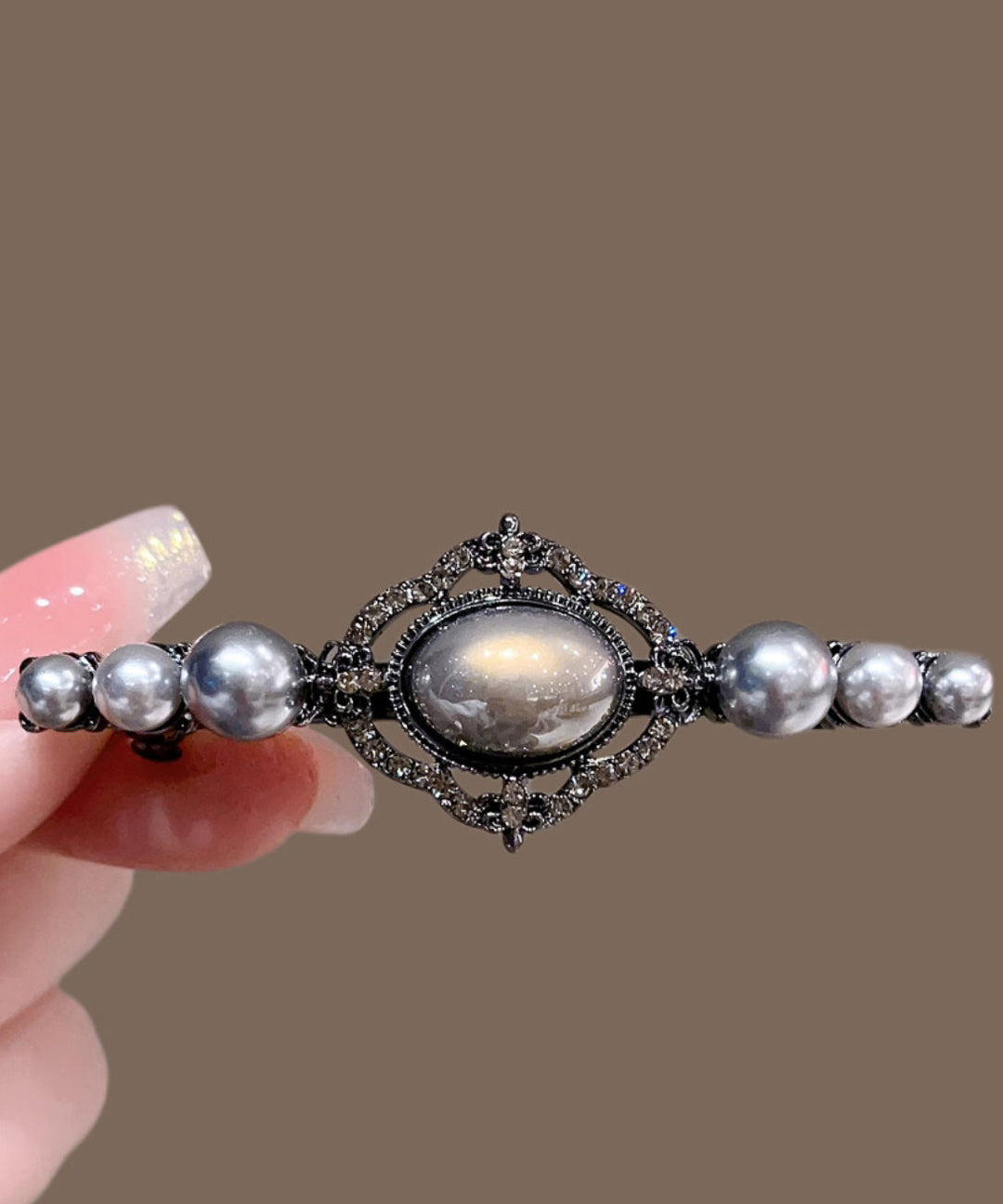 Boutique Black Alloy Pearl Hollow Out Hairpin