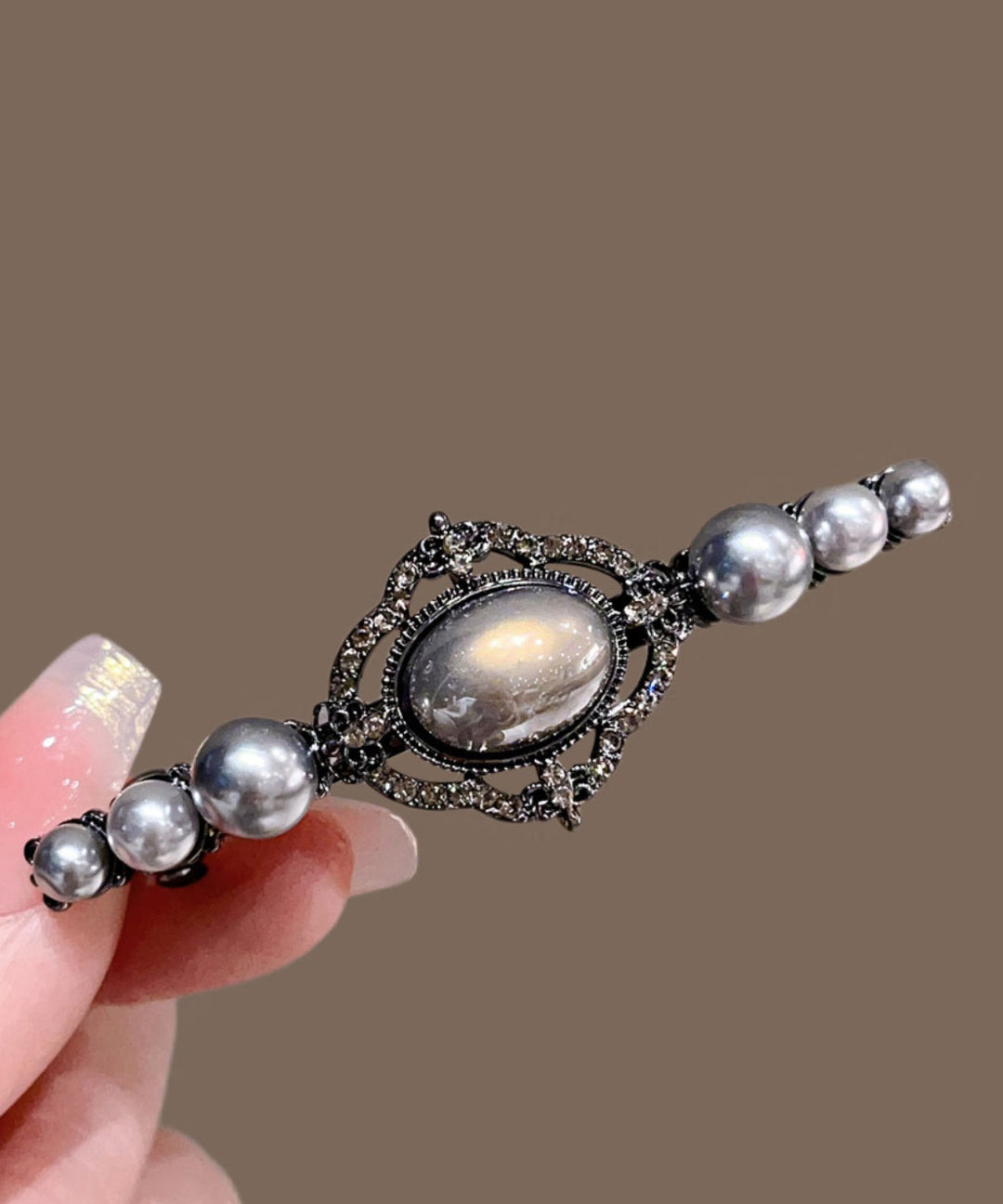 Boutique Black Alloy Pearl Hollow Out Hairpin