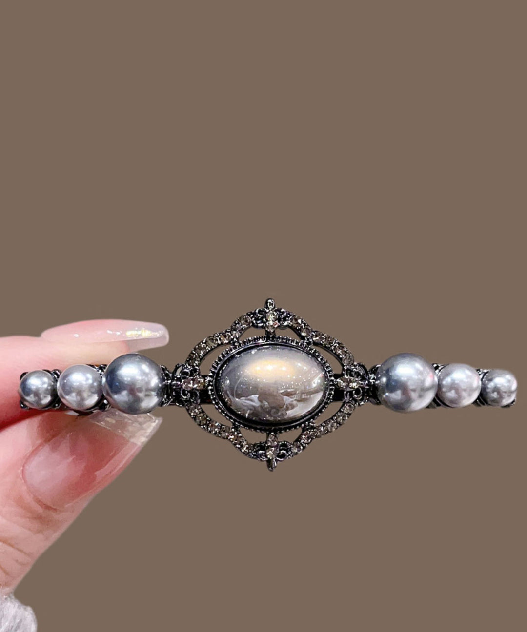 Boutique Black Alloy Pearl Hollow Out Hairpin