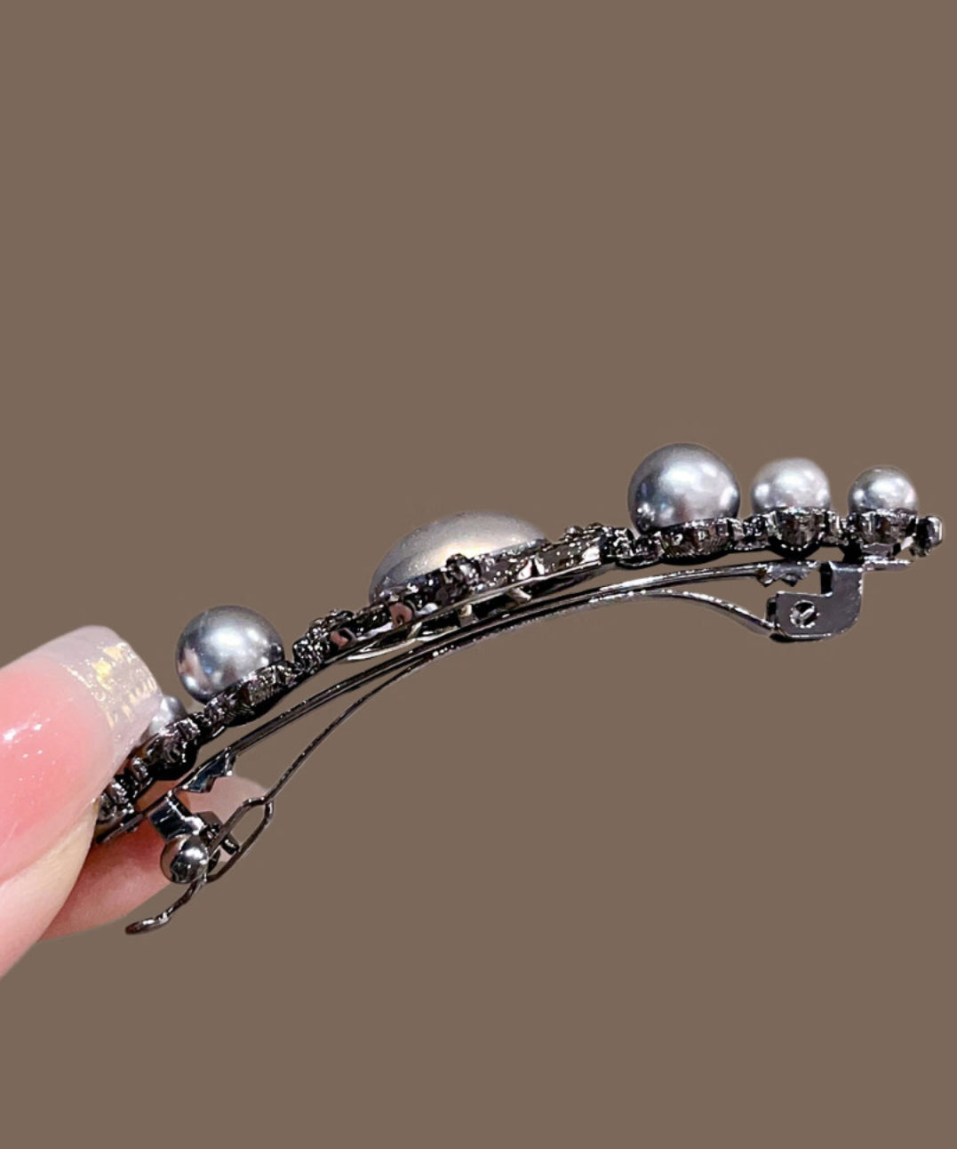 Boutique Black Alloy Pearl Hollow Out Hairpin