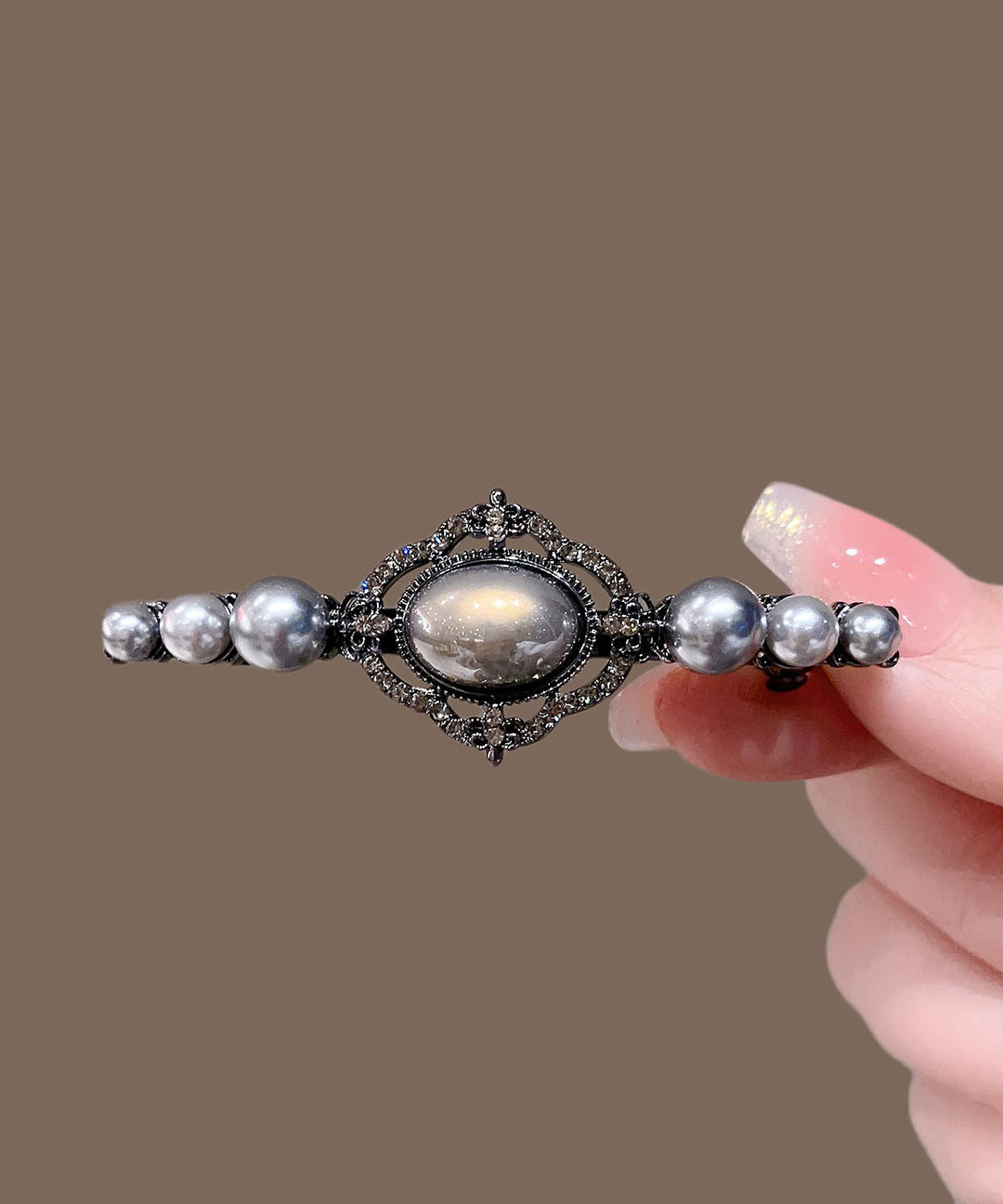 Boutique Black Alloy Pearl Hollow Out Hairpin