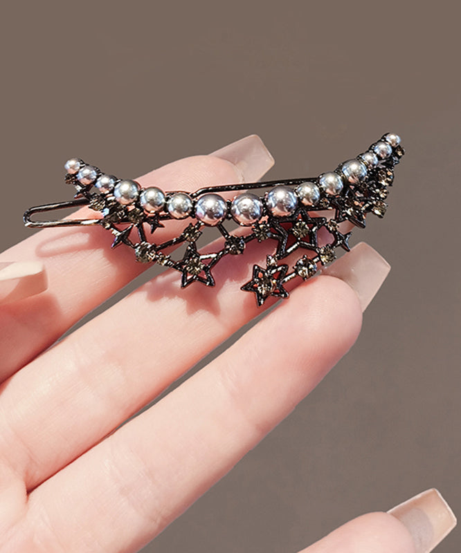 Boutique Black Alloy Pearl Hollow Out Star Hairpin