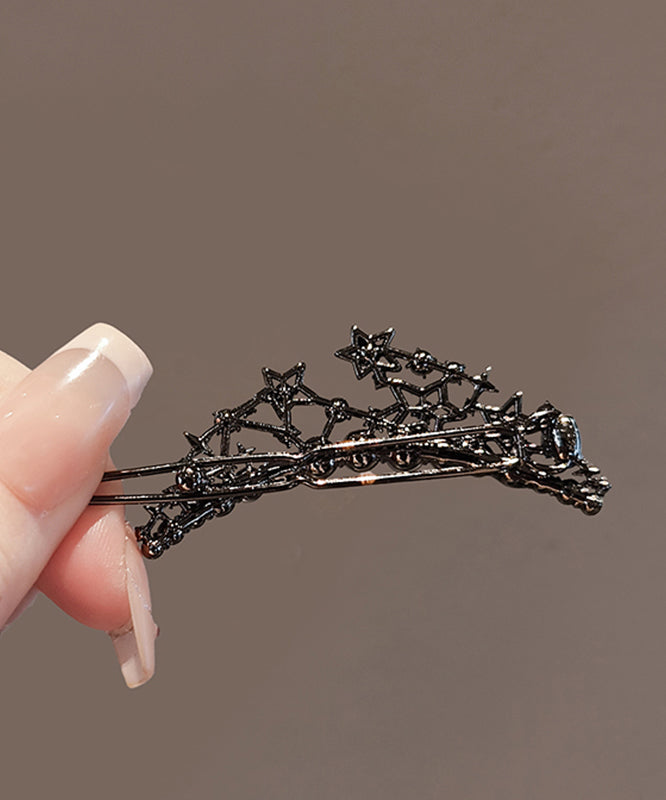 Boutique Black Alloy Pearl Hollow Out Star Hairpin