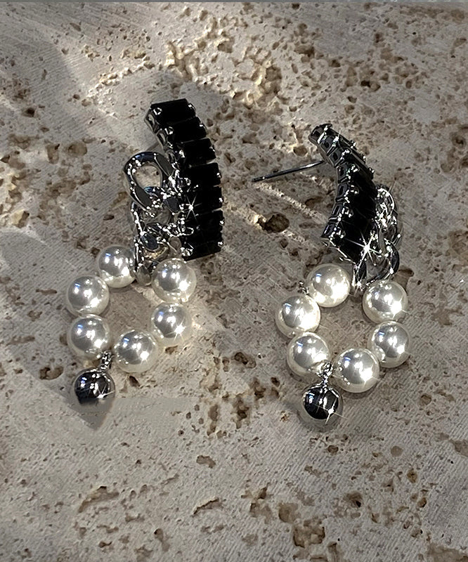 Boutique Black Copper Overgild Pearl Drop Earring