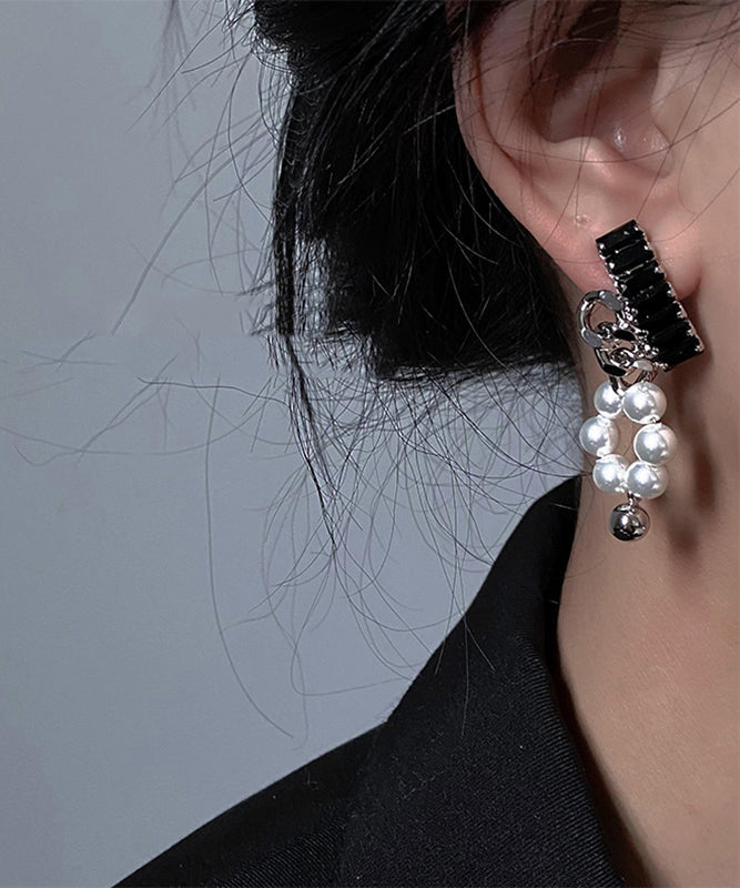 Boutique Black Copper Overgild Pearl Drop Earring