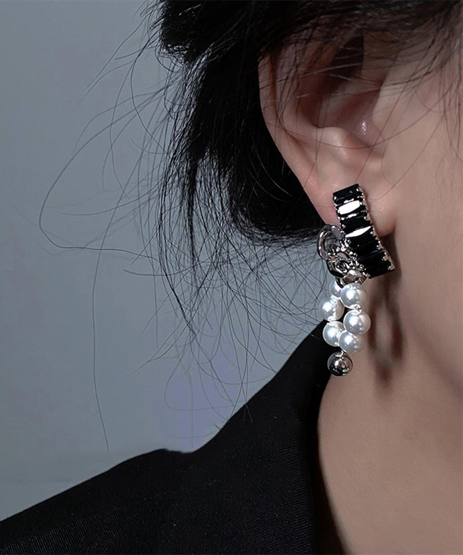 Boutique Black Copper Overgild Pearl Drop Earring