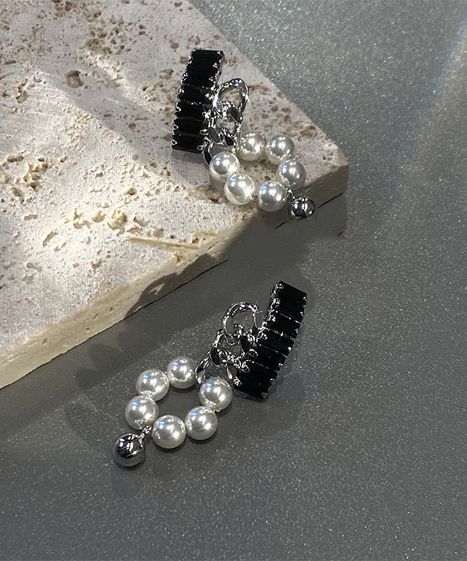 Boutique Black Copper Overgild Pearl Drop Earring