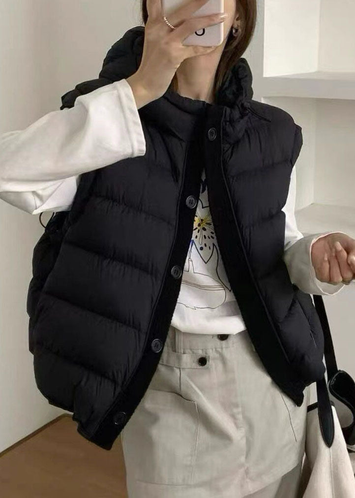 Boutique Black Hooded Fine Cotton Filled Women Witner Vests