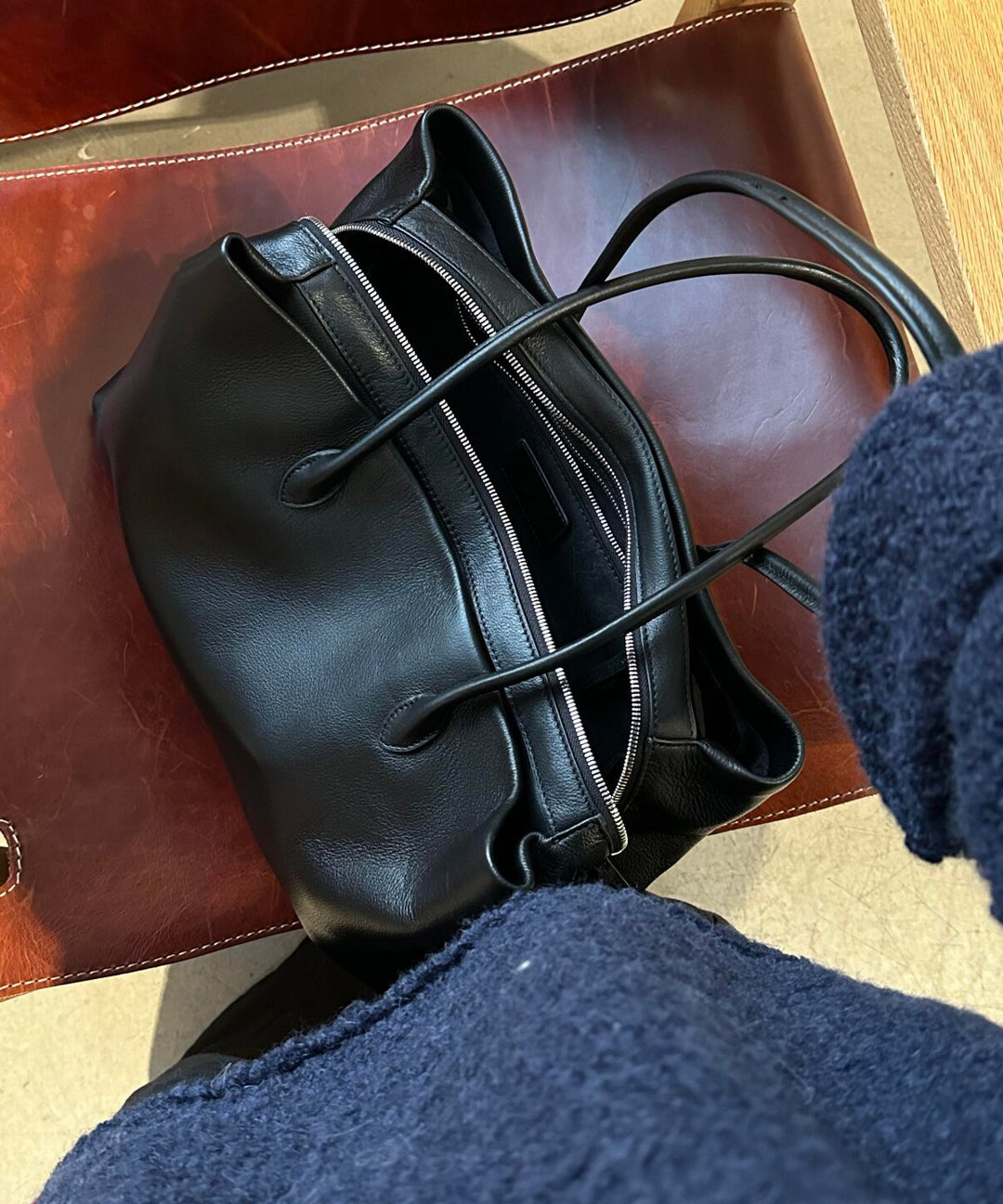 Boutique Black Large Capacity Faux Leather Satchel Handbag