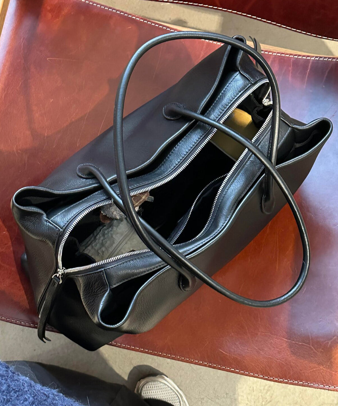 Boutique Black Large Capacity Faux Leather Satchel Handbag