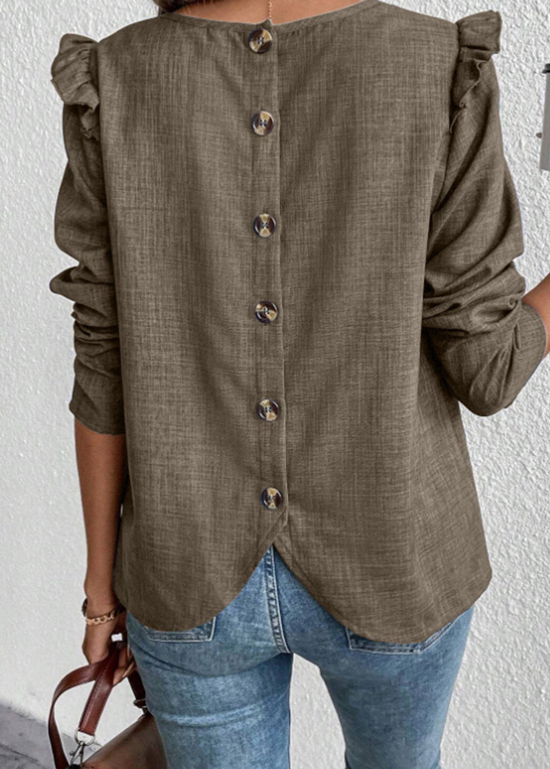 Boutique Black Ruffled Patchwork Button Shirts Long Sleeve