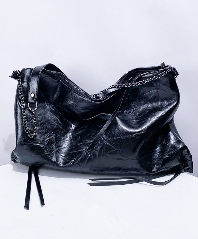 Boutique Black Solid Durable Faux Leather Flap Bag