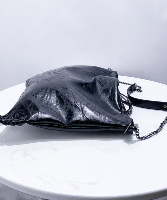 Boutique Black Solid Durable Faux Leather Flap Bag