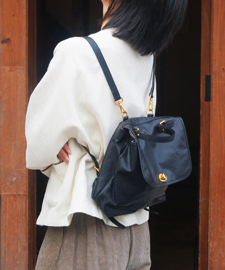 Boutique Black Solid Durable Leather Versatile Womens Backpack Bag