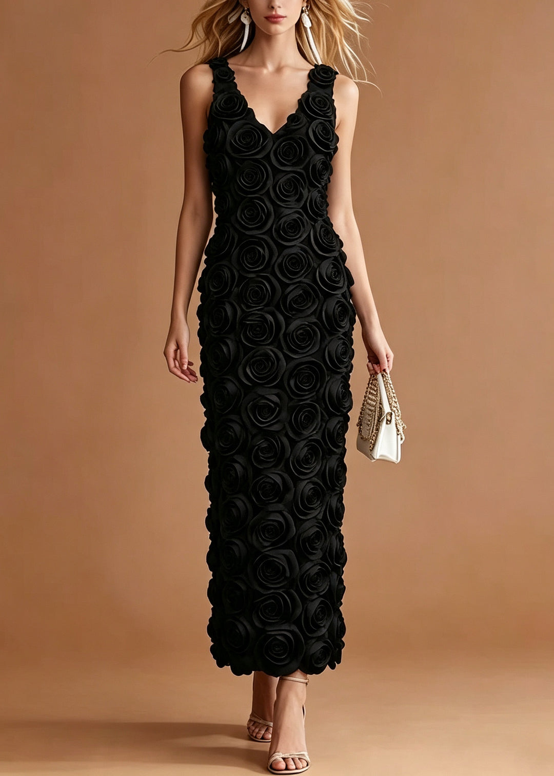 Boutique Black V Neck Floral Party Dress Summer