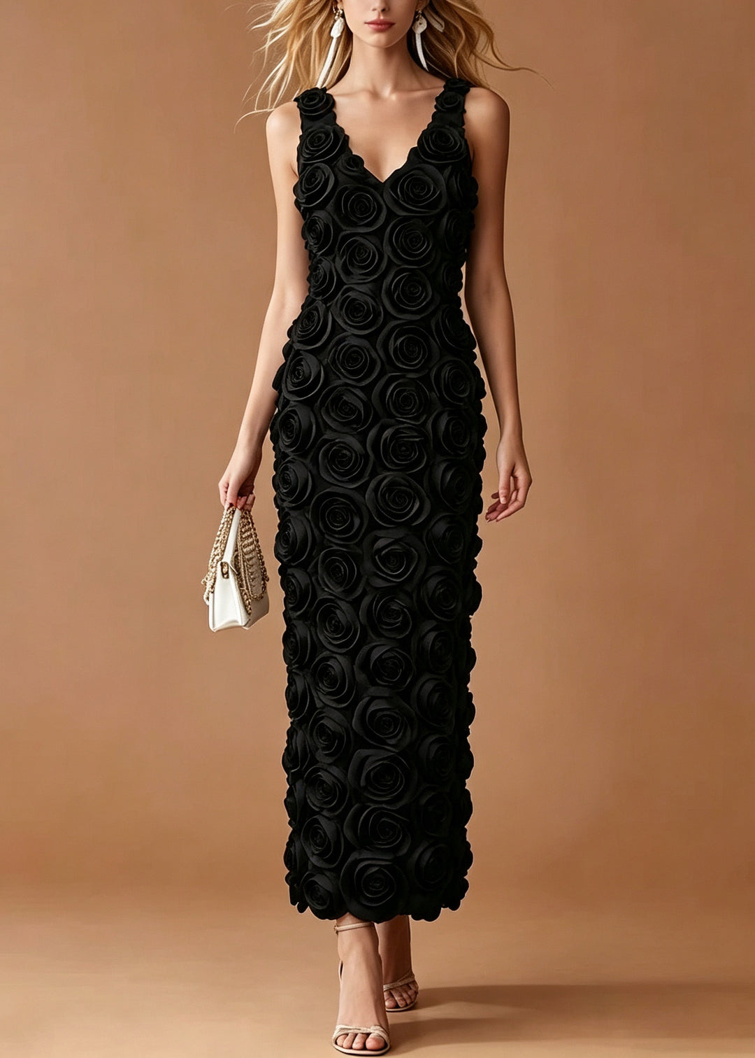 Boutique Black V Neck Floral Party Dress Summer