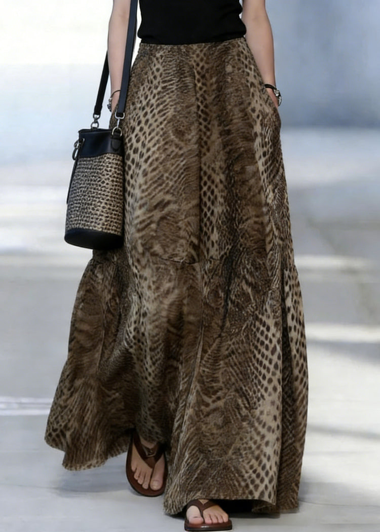 Boutique Blackish Green Print Pockets Maxi Skirts Spring - Omychic