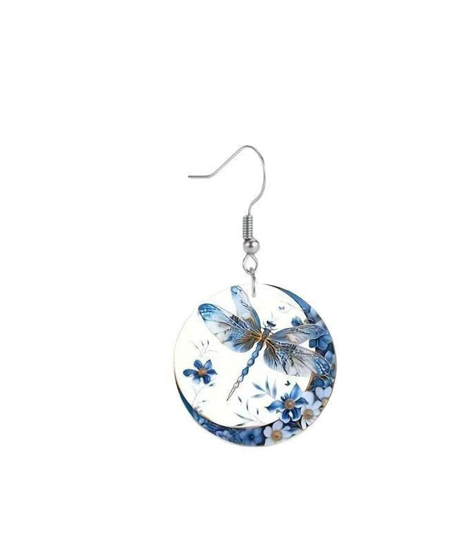 Boutique Blue Acrylic Dragonfly Drop Earrings
