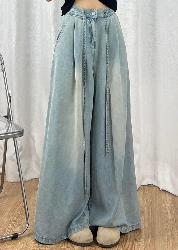 Boutique Blue High Waist Pockets Wide Leg Jeans