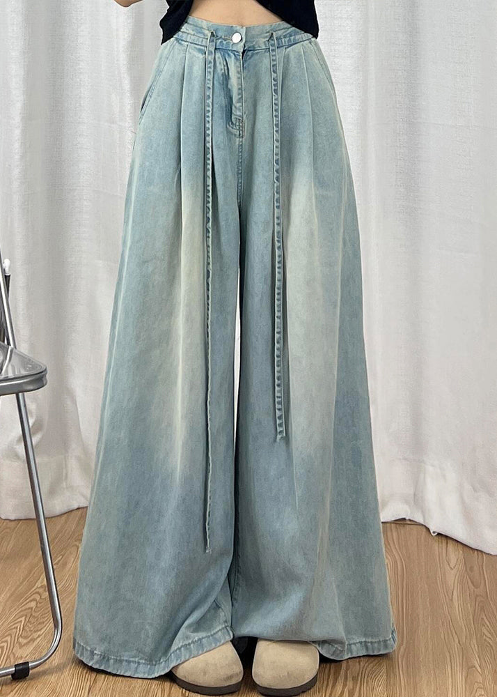 Boutique Blue High Waist Pockets Wide Leg Jeans