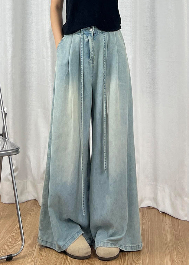 Boutique Blue High Waist Pockets Wide Leg Jeans