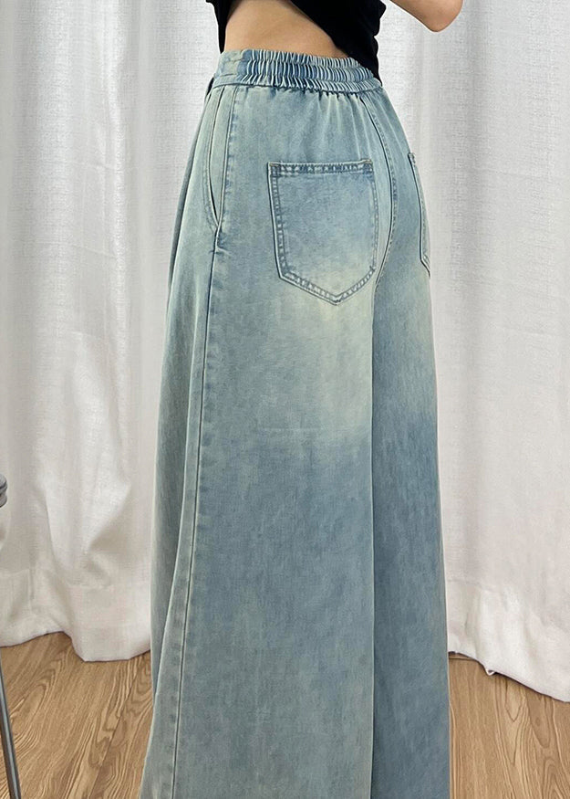 Boutique Blue High Waist Pockets Wide Leg Jeans