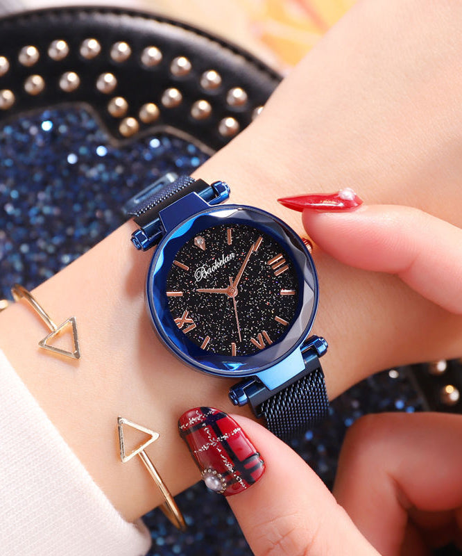 Boutique Blue Stainless Steel Tempere Glass Starry Sky Magnet Watches