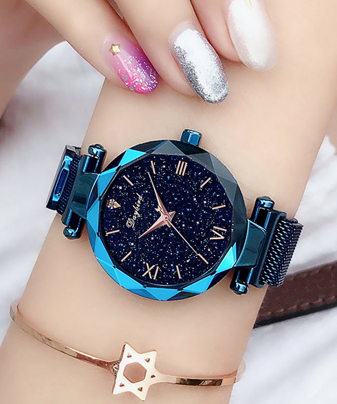 Boutique Blue Stainless Steel Tempere Glass Starry Sky Magnet Watches