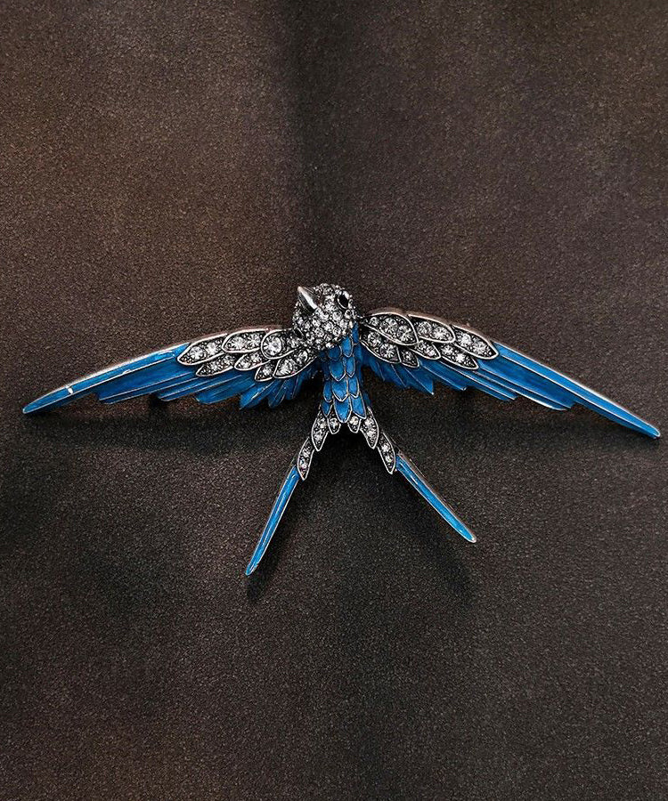 Boutique Blue Sterlling Silver Zircon Bird Brooches