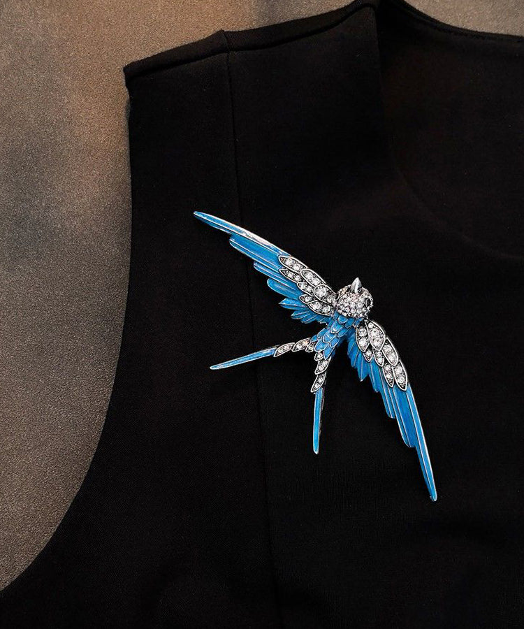 Boutique Blue Sterlling Silver Zircon Bird Brooches
