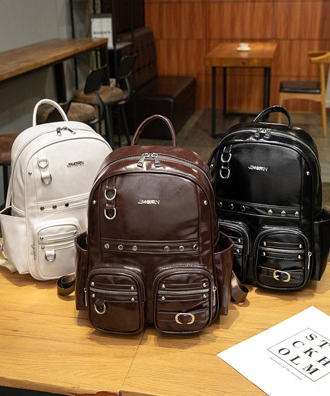 Boutique Brown Large Capacity Faux Leather Backpack Bag