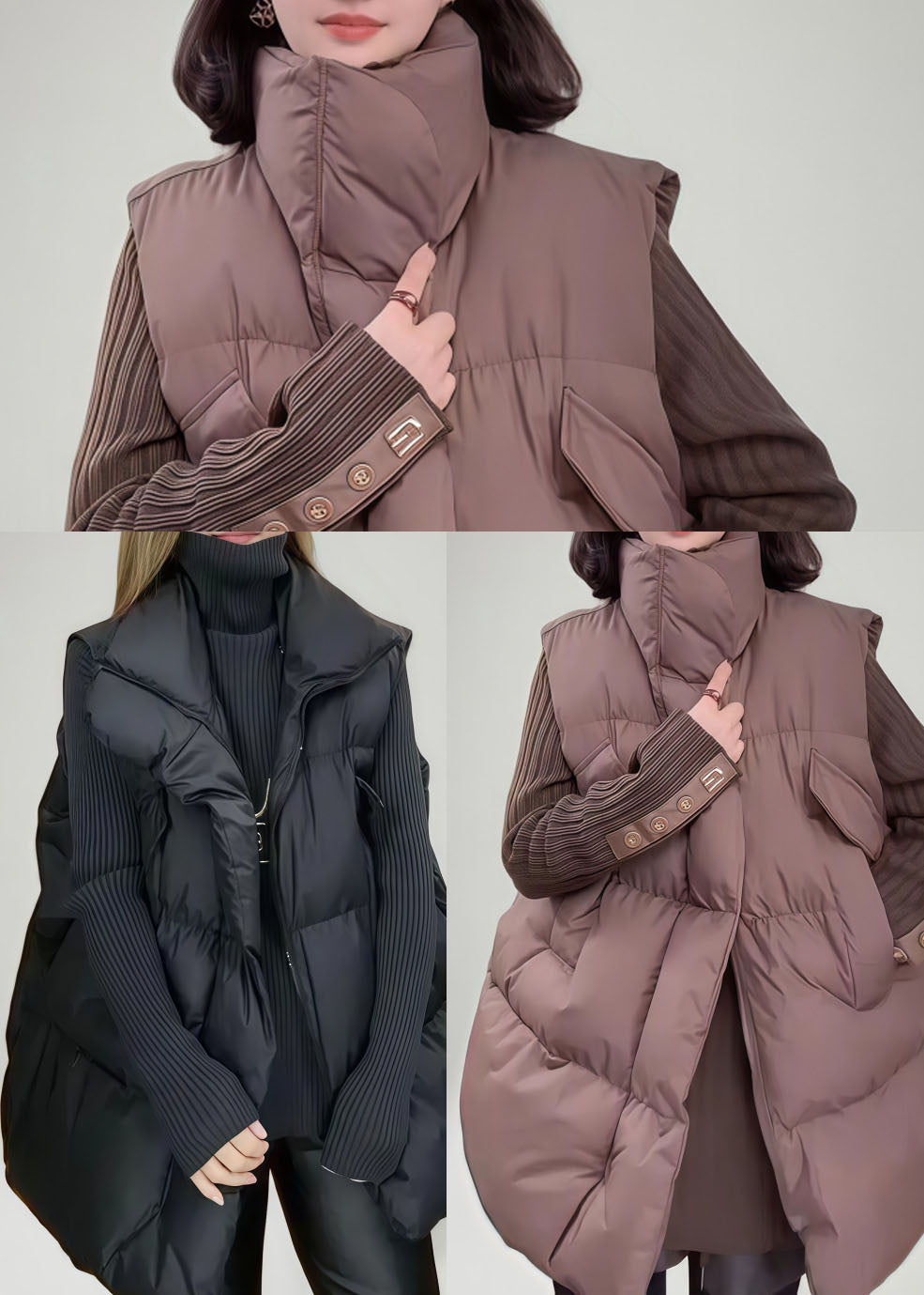 Boutique Brown Oversized Thick Fine Cotton Filled Vest Winter