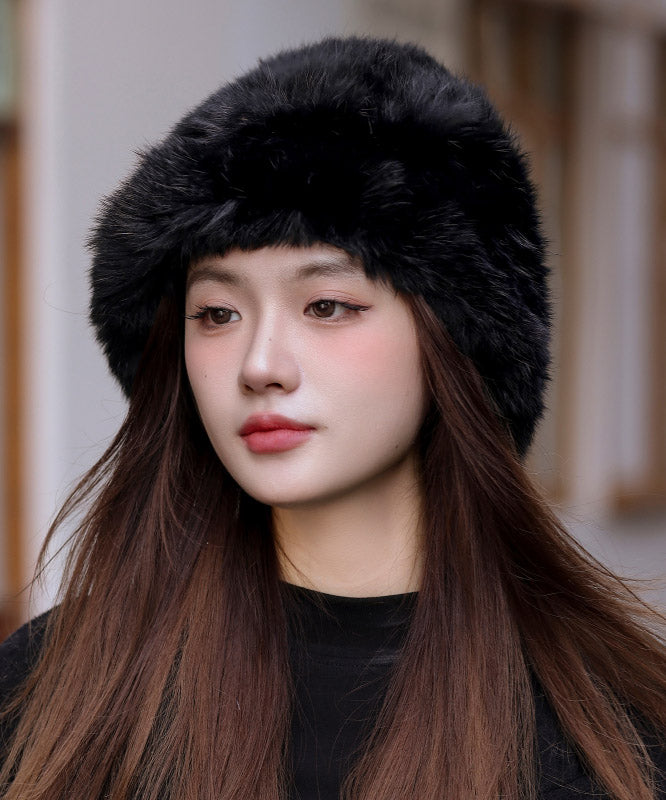Boutique Brown Rabbit Hair Winter Warm Bucket Hat
