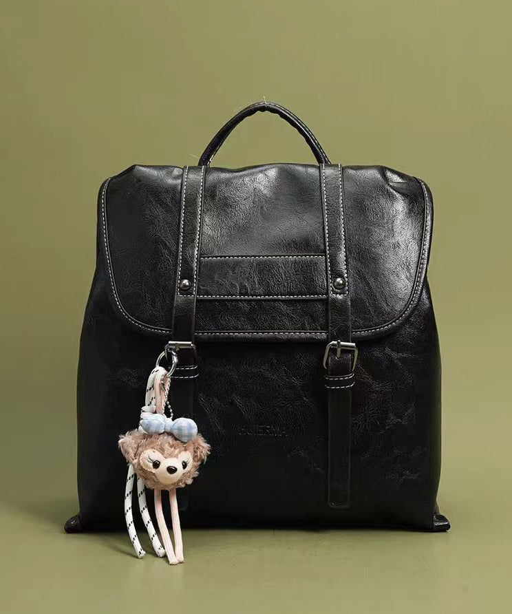 Boutique Brown Solid Durable Large Capacity Faux Leather Backpack Bag
