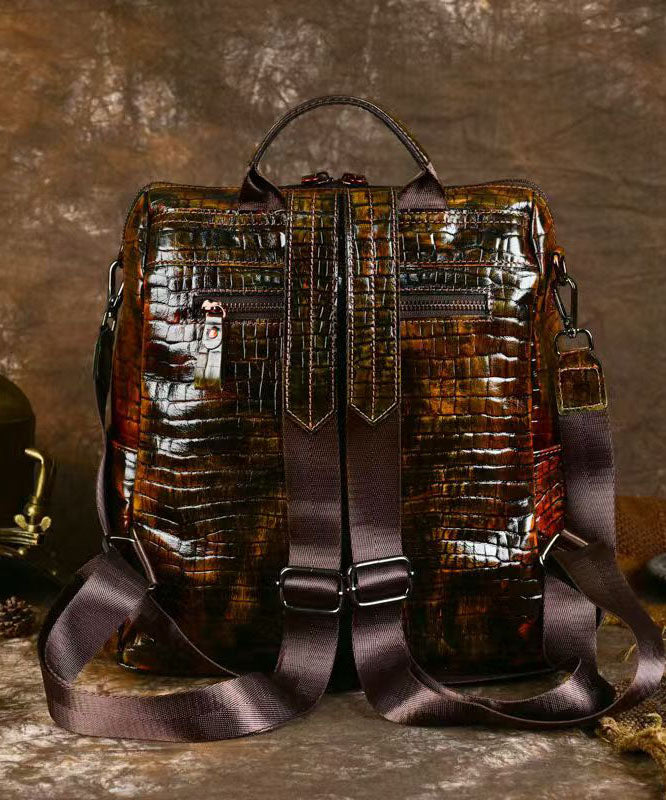 Boutique Coffee Large Capacity Calf Leather Backpack Bag