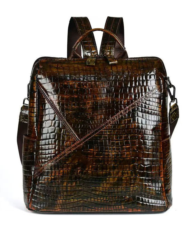 Boutique Coffee Large Capacity Calf Leather Backpack Bag