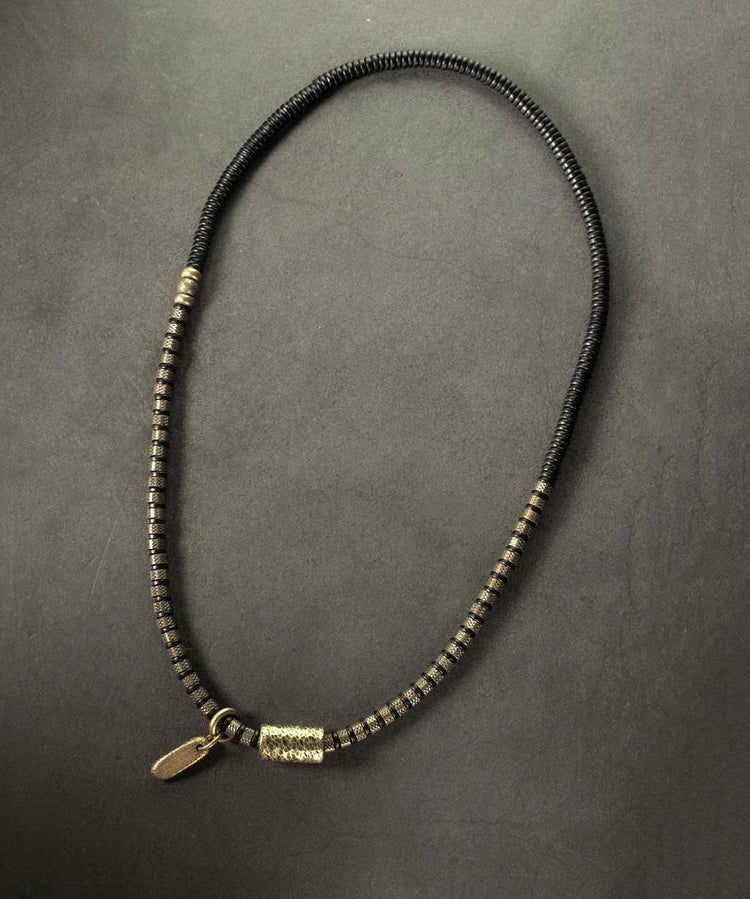 Boutique Colorblock Ancient Gold Copper Beads And Sandalwood Charm Bracelet - Omychic