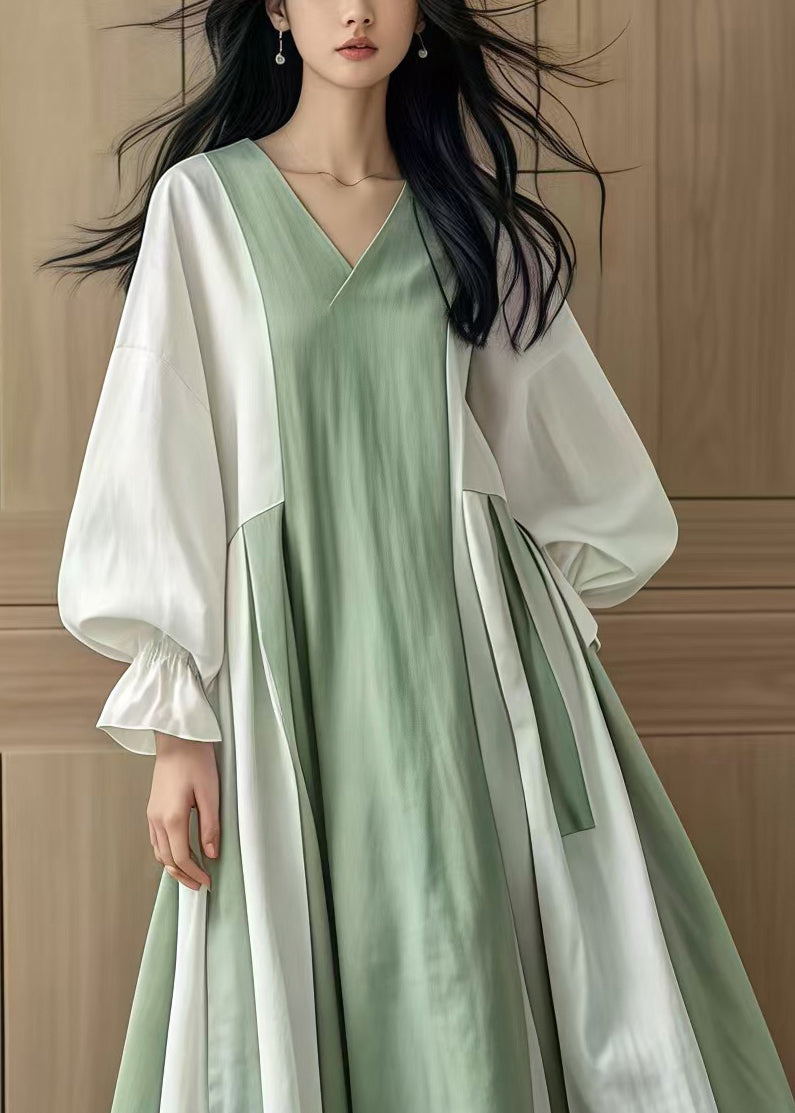Boutique Colorblock Oversized Patchwork Cotton Maxi Dresses Fall